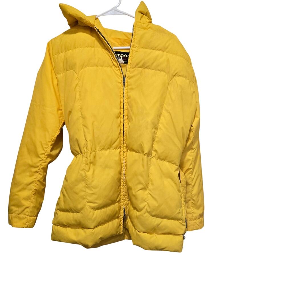 Tempco Yellow Down Puffer Jacket Size 14 Runs Small Hooded